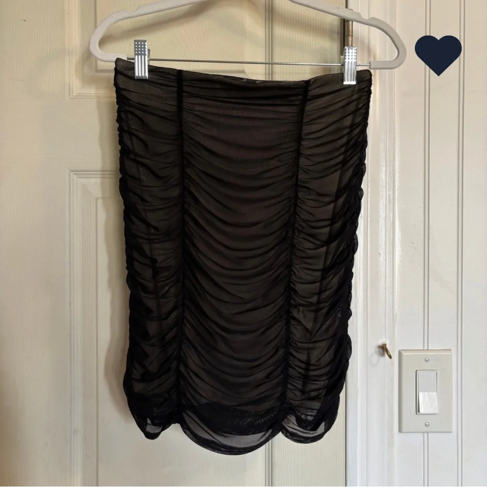 Urban Outfitters Black Ruched Mini Skirt Mesh Elegant Party